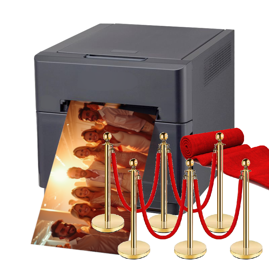Fotobox Paket Deluxe Lounge – mit rotem Teppich & VIP-Absperrung | Pakete ab 139 €
